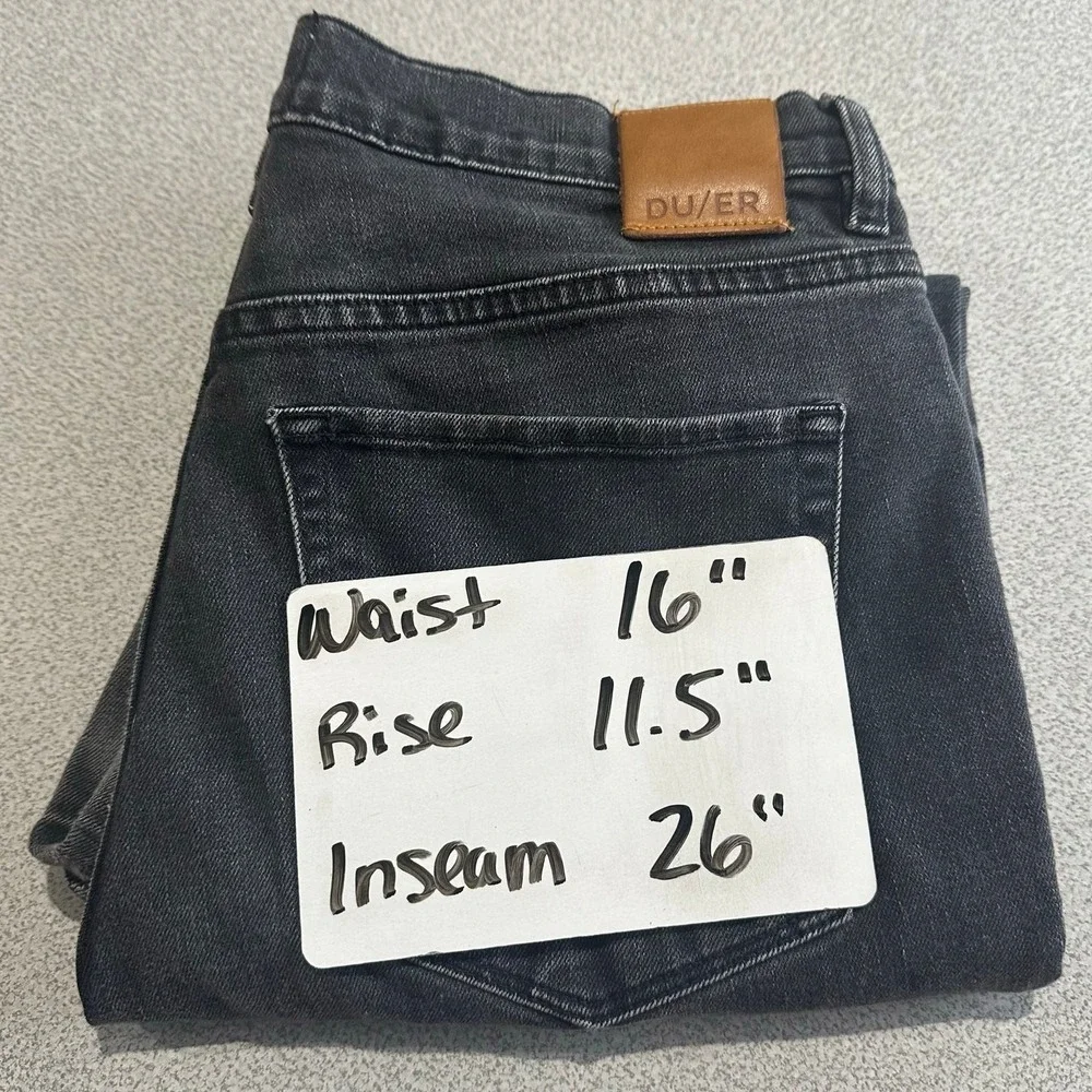 DU/ER Sz 31x27 Straight Leg Performance Denim Jeans Washed Black CoolMax Stretch
